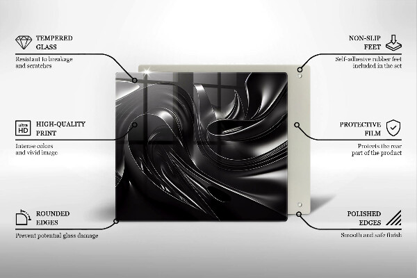 Tűzhelyvédő üveglap Absztrakt fekete massza