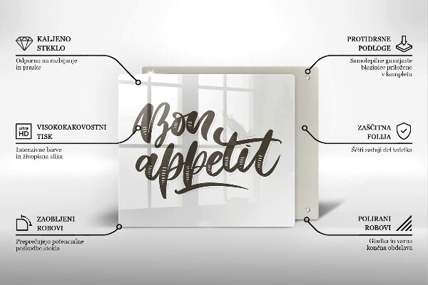 Tűzhelyvédő üveglap Inscripție Bon Appetit