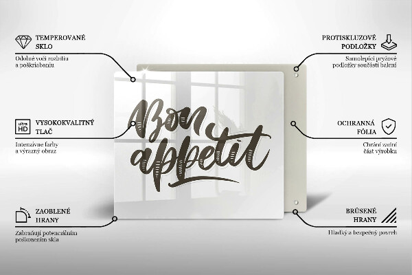 Tűzhelyvédő üveglap Inscripție Bon Appetit