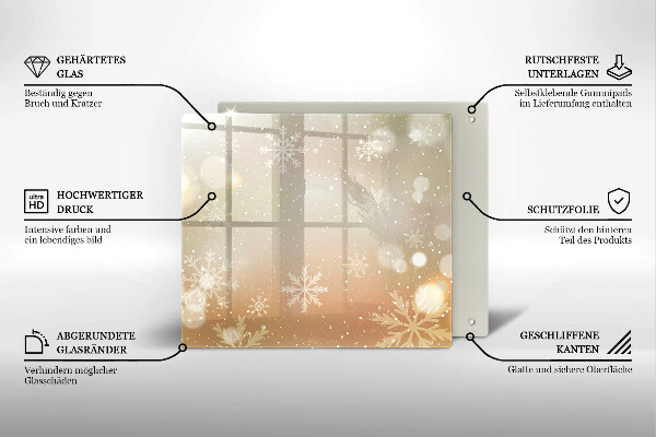 Tűzhelyvédő üveglap Hópelyhek