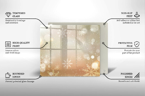 Tűzhelyvédő üveglap Hópelyhek