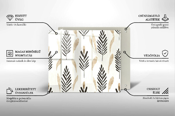 Tűzhelyvédő üveglap Boho növények