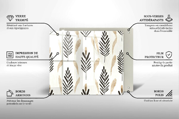 Tűzhelyvédő üveglap Boho növények