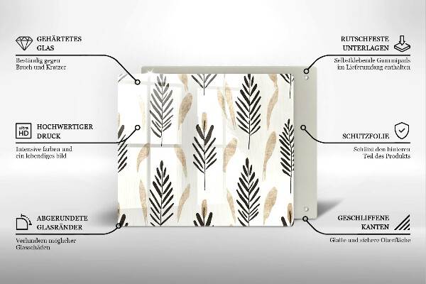 Tűzhelyvédő üveglap Boho növények