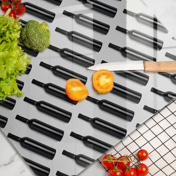 Tűzhelyvédő üveglap Fekete borosüvegek