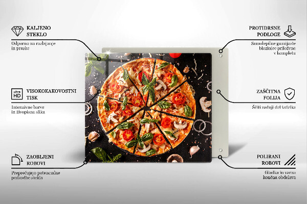 Tűzhelyvédő üveglap Pizza gombával