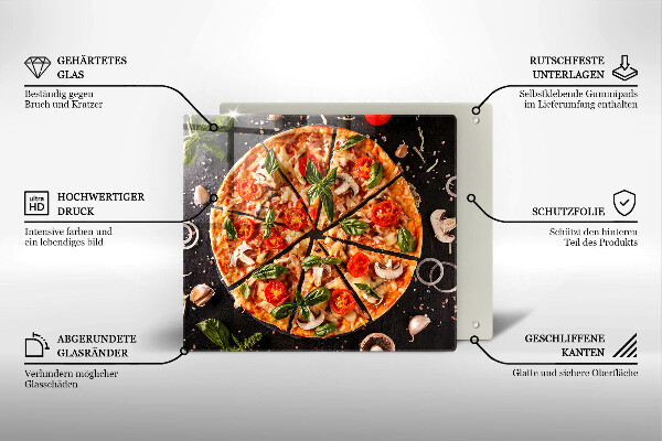 Tűzhelyvédő üveglap Pizza gombával