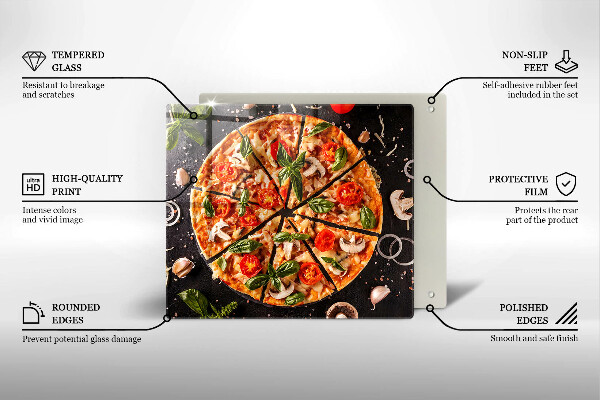 Tűzhelyvédő üveglap Pizza gombával