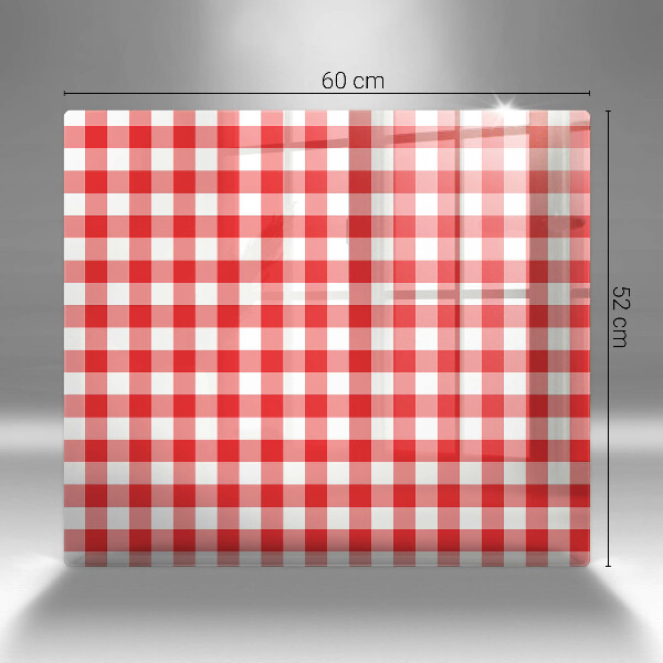 Tűzhelyvédő üveglap Piros-fehér kockás minta