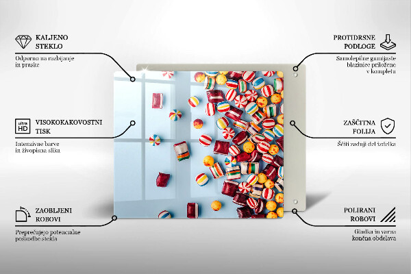 Tűzhelyvédő üveglap Színes cukorkák
