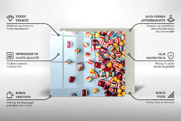 Tűzhelyvédő üveglap Színes cukorkák