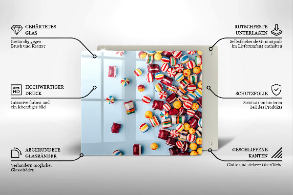 Tűzhelyvédő üveglap Színes cukorkák