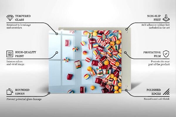 Tűzhelyvédő üveglap Színes cukorkák