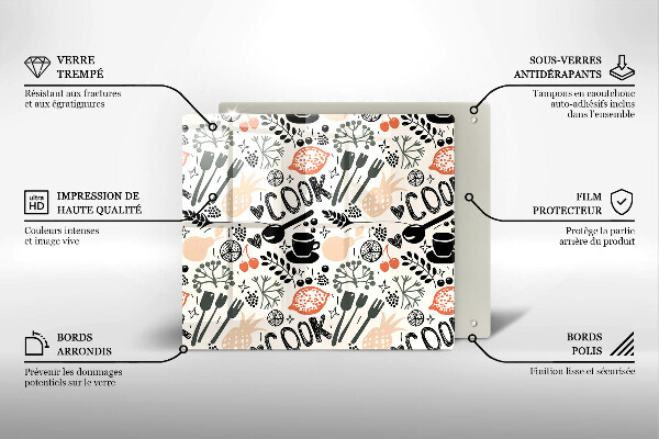 Tűzhelyvédő üveglap Rajzfilm konyhai motívum