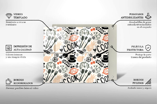 Tűzhelyvédő üveglap Rajzfilm konyhai motívum