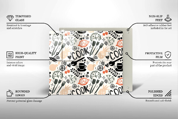 Tűzhelyvédő üveglap Rajzfilm konyhai motívum