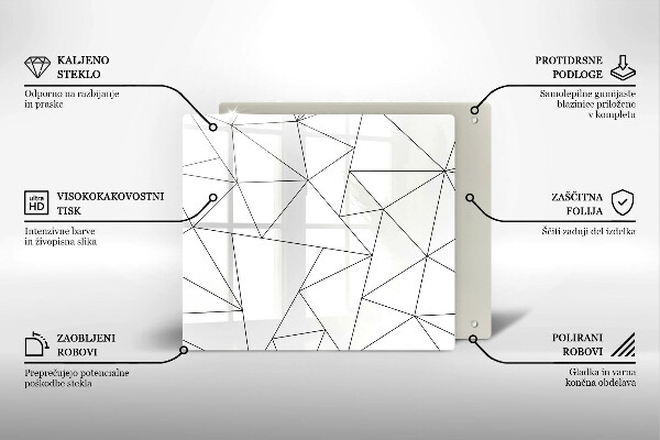 Tűzhelyvédő üveglap Fehér háromszögek