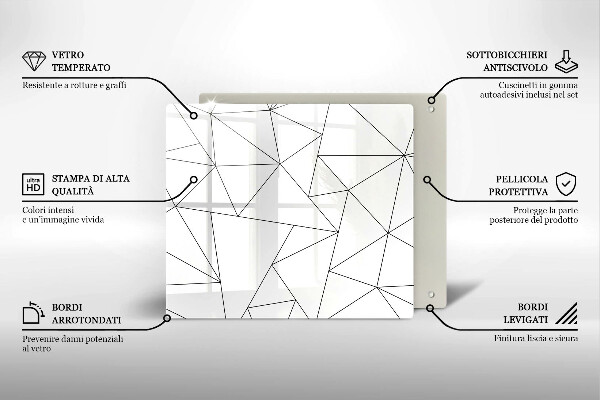 Tűzhelyvédő üveglap Fehér háromszögek