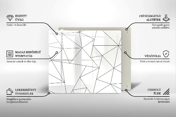 Tűzhelyvédő üveglap Fehér háromszögek