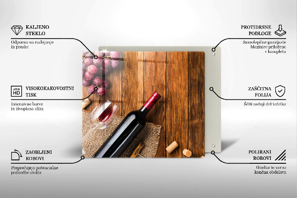 Tűzhelyvédő üveglap Egy üveg vörösbor