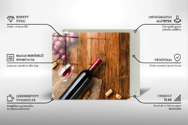 Tűzhelyvédő üveglap Egy üveg vörösbor