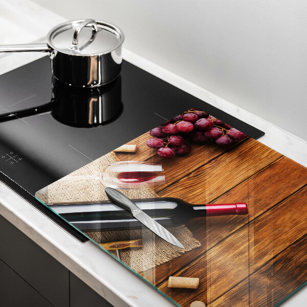 Tűzhelyvédő üveglap Egy üveg vörösbor