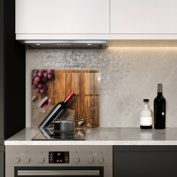 Tűzhelyvédő üveglap Egy üveg vörösbor