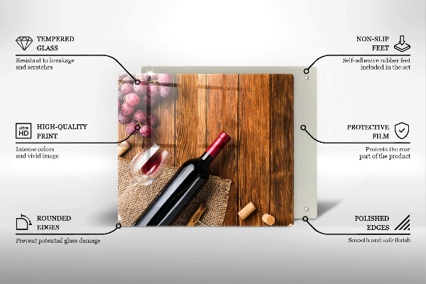 Tűzhelyvédő üveglap Egy üveg vörösbor