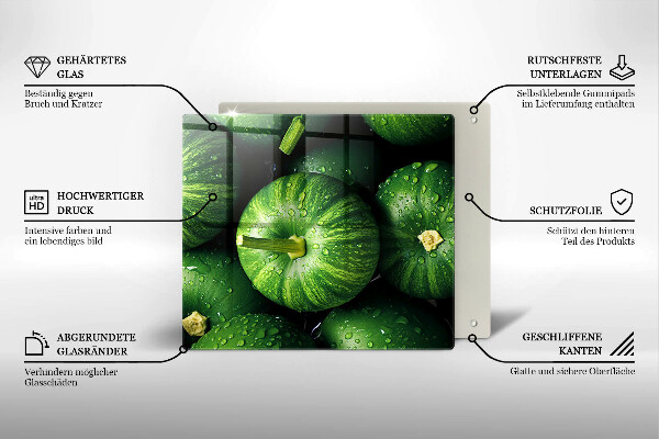 Tűzhelyvédő üveglap Zöld sütőtök