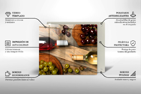 Tűzhelyvédő üveglap Borosüvegek és szőlő