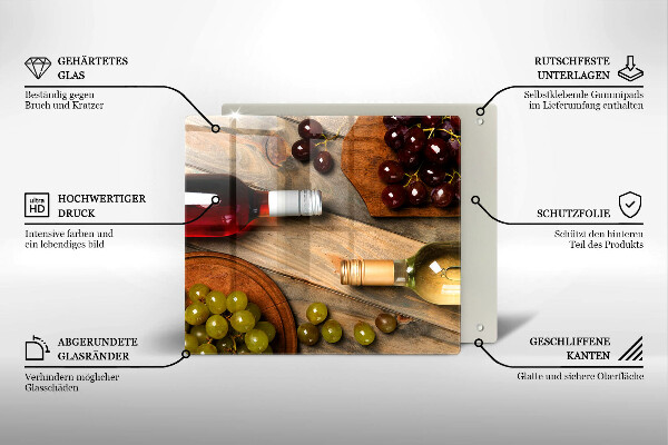 Tűzhelyvédő üveglap Borosüvegek és szőlő