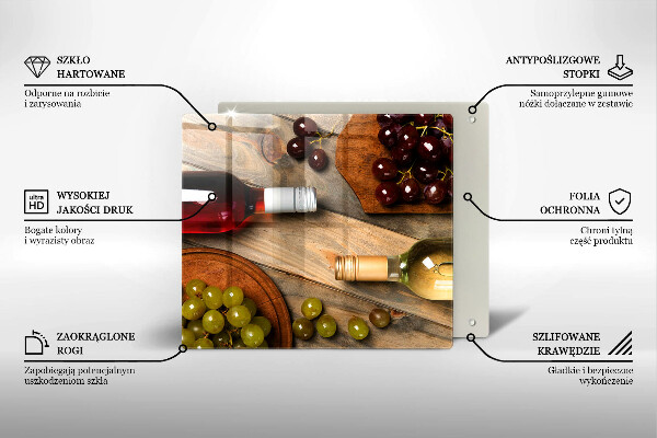 Tűzhelyvédő üveglap Borosüvegek és szőlő