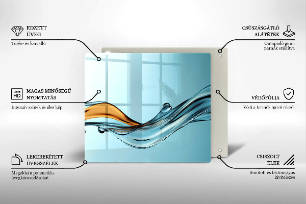 Tűzhelyvédő üveglap Víz kék alapon