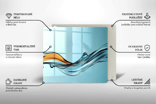 Tűzhelyvédő üveglap Víz kék alapon