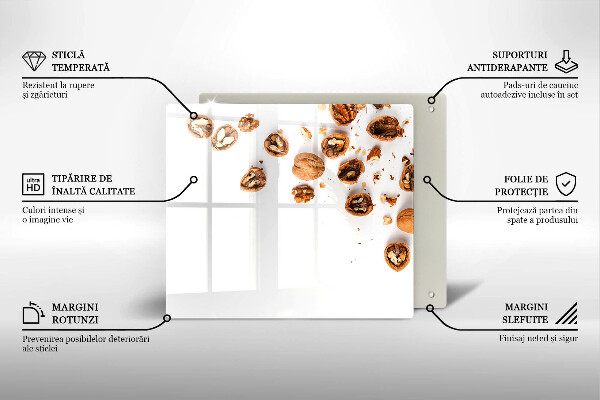 Tűzhelyvédő üveglap Dió fehér alapon