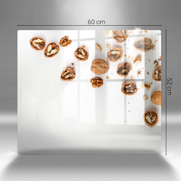 Tűzhelyvédő üveglap Dió fehér alapon