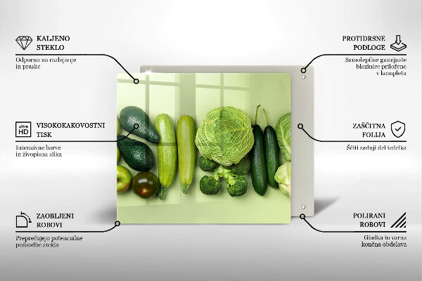 Tűzhelyvédő üveglap Zöld gyümölcsök és zöldségek