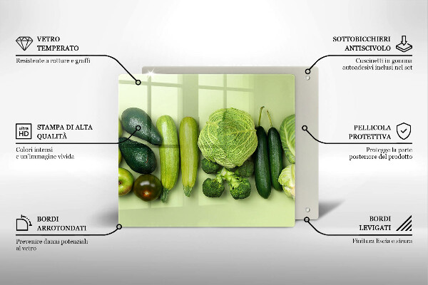 Tűzhelyvédő üveglap Zöld gyümölcsök és zöldségek