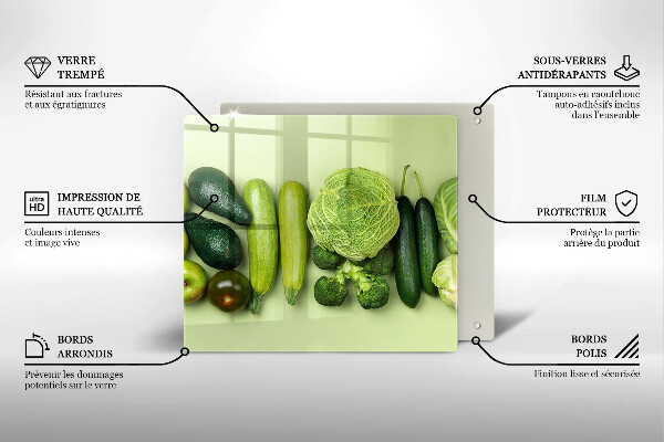 Tűzhelyvédő üveglap Zöld gyümölcsök és zöldségek