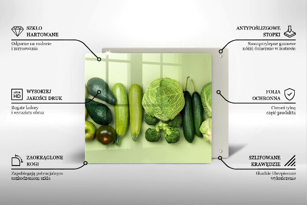 Tűzhelyvédő üveglap Zöld gyümölcsök és zöldségek