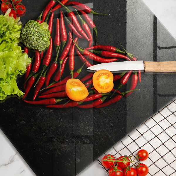 Tűzhelyvédő üveglap Chili paprika szív