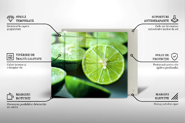 Tűzhelyvédő üveglap Lime citrus