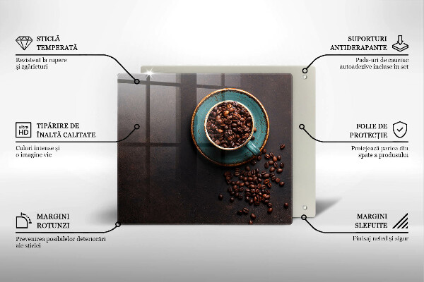 Tűzhelyvédő üveglap Egy csésze kávébab