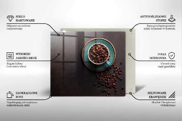 Tűzhelyvédő üveglap Egy csésze kávébab