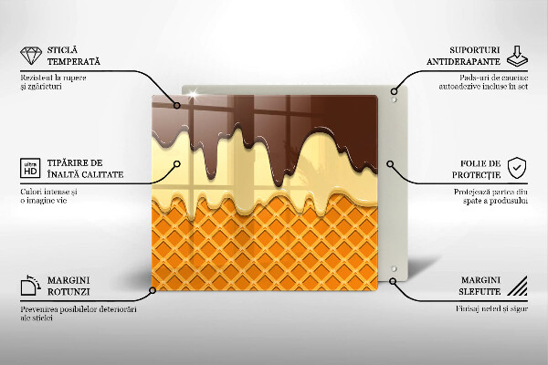 Tűzhelyvédő üveglap Fagylalt tölcsér illusztráció