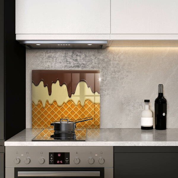 Tűzhelyvédő üveglap Fagylalt tölcsér illusztráció