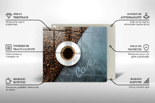 Tűzhelyvédő üveglap Kávébab és csésze