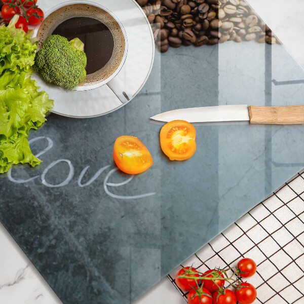 Tűzhelyvédő üveglap Kávébab és csésze