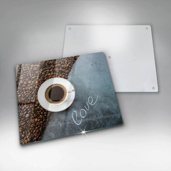 Tűzhelyvédő üveglap Kávébab és csésze