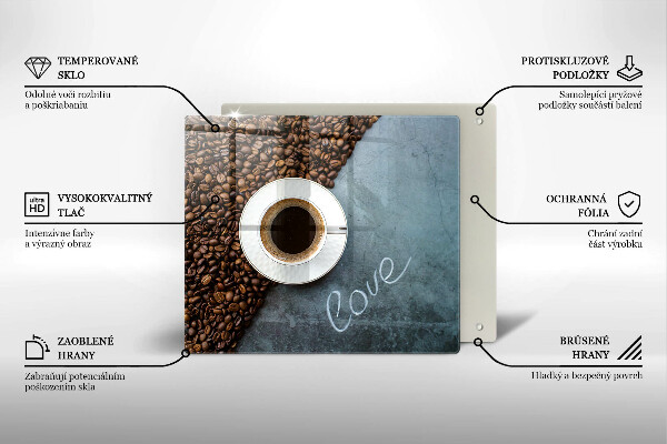 Tűzhelyvédő üveglap Kávébab és csésze